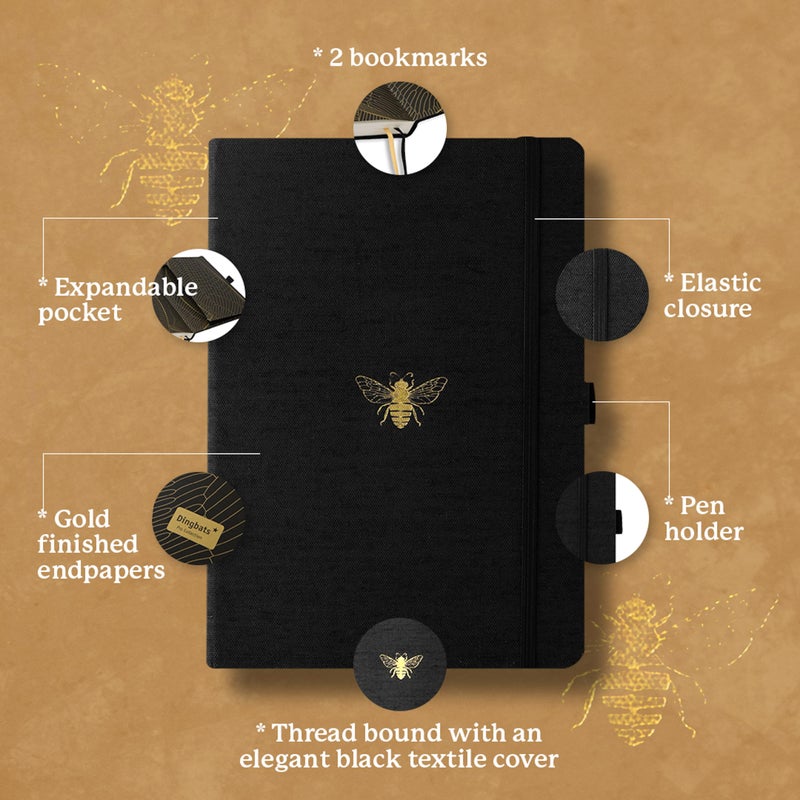 Dingbats* Notebooks Dingbats* - Pro Plain Large B5 Notebook - PU Leather Hardcover Journal - Ideal for Work  Travel - Pocket  Elastic Closure  Pen Holder  Bookmark - Image 3